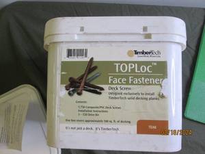 timbertech toploc face fastners 1,750 composite pvc deck screws 3-T20 drive bits teak one box covers approximately 500 sq.ft. of decking