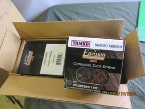 case of 4 boxes of envision composite deck screw 350 screws per box #10x 2 12 inch 1 bit in each box