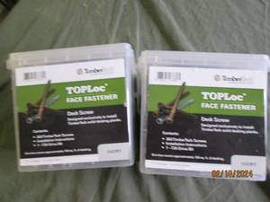 2 plastic containers of toploc face fasteners deck screw ivory 350 per conatiner 1-t20 drive bit per container
