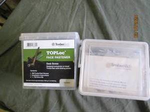 2 plastic containers of toploc face fasteners deck screw ivory 350 per conatiner 1-t20 drive bit per container