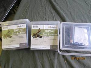 3 plastic containers of top loc face fastneners dark grey 350 compositepvc deck screws per container 1-t20 bit per container