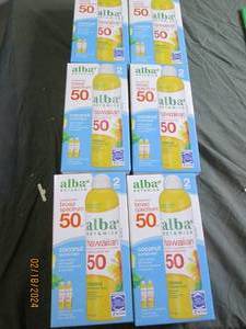 6 boxes of 2 alba botanica broad spectrum coconut suncreen 50 spf