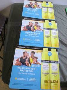 3 boxes of beach strength protection neutrogena sunscreen 60 spf