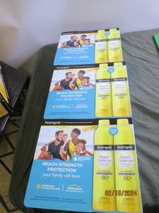 3 boxes of beach strength protection neutrogena sunscreen 60 spf