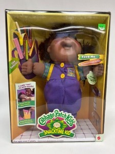 lot 34 image: Vintage RARE Snacktime Kid Dark Skinned Girl Brown Haired DOLL New 