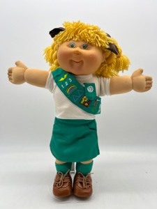 lot 45 image: Cabbage Patch Play Along PA-2 Girl Scout Golden Blond w 4 Twist Braids Green Eyes