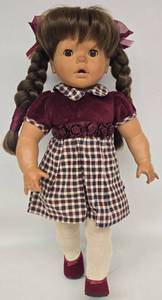 lot 118 image: Collectible Doll in Plaid Velvet Rosette Dress