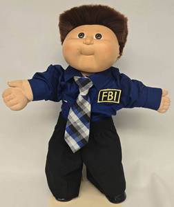 lot 29 image: Vintage Cabbage Patch Cornsilk Hair Boy Doll wFBI Outfit 