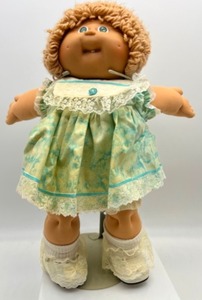 lot 151 image: Vintage Tan Poodle CABBAGE PATCH Girl in Flowered Dress