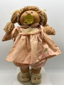 lot 153 image: VintageWheat Haired CABBAGE PATCH Paci Girl wa pink Gingham dress & Bloomers HM #4