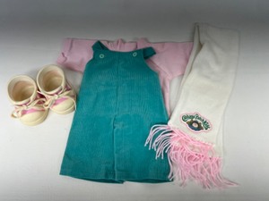 lot 213 image: Corduroy Overalls, Shirt wCabbage Patch Scarf & Shoes