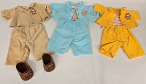 lot 216 image: 3 Corduroy Outfits wStriped Shirts & Brown Shoes