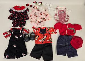 lot 224 image: 6 Red, Black & White Cabbage Patch Doll Outfits - Original & Handmade