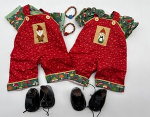 lot 240 image: Boy & Girl Overalls wGnomes & Mushrooms for Cabbage Patch Dolls