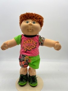 lot 18 image: Vintage CPK Cabbage Patch Kid Designer Line Boy Flat Top w Green Eyes by Hasbro