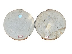 Vintage Pair Of Art Deco Round Scroll Wall Mirrors