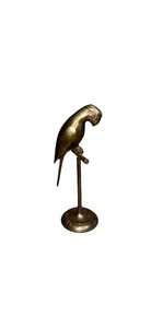 Vintage Brass Parrot on Stand Elegant Tall Bird Sculpture, Perfect for Cockatiel Enthusiasts, Ideal for Bookshelf or Office Styling