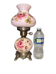 Beautiful hand painted purple glass table lamp