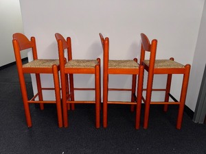 1970 HANK LOWENSTEIN PADOVA BAR STOOLS WITH RUSH SEATING
