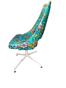 Mid-Century Modern Floral Print Chair