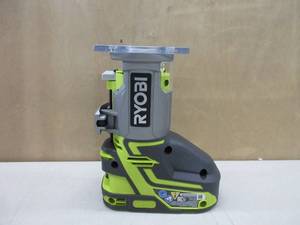 lot 225 image: Ryobi P601 One 18V Lithium Ion Cordless Fixed Base Trim Router (Battery Not Included  Tool Only) PLASTIC IS CRACKED, USED.