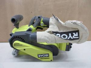 lot 226 image: RYOBI P450 One 18V Lithium Ion 3 x 18 inch Brushless Belt Sander w Dust Bag and Included Sanding Pad (Battery Not Included, Tool Only) USED, TESTED, WORK