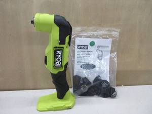 lot 231 image: RYOBI ONE HP 18V Brushless Cordless Compact 38 in. Right Angle Drill (Tool and attachments) NEW, WORKS, TESTED.