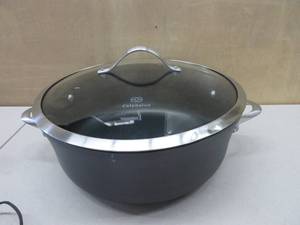 lot 266 image: Calphalon Contemporary Nonstick 8.5 Qt. Dutch Oven LITTLE DENTS, SCUFFS, LID CLOSES BUT YOU NEED TO PUSH ON IT. NEW