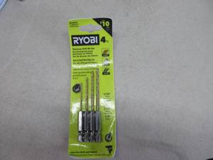 lot 274 image: Ryobi Hex Shank Pilot Titanium Drill Bit Set (4-Piece) NEW