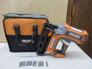 lot 289 image: RIDGID HyperDrive 18-Volt Brushless 16-Gauge 2-12 in. Straight Nailer LIKE NEW, OPEN BOX. MISSING BATTERY, AND CHARGER