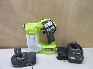 lot 303 image: Ryobi One 18V Cordless Handheld Sprayer Kit with (1) 1.5 Ah Battery and Charger NEW, TESTED, WORKS