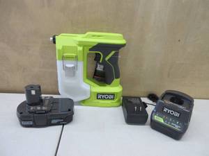 lot 304 image: Ryobi One 18V Cordless Handheld Sprayer Kit with (1) 1.5 Ah Battery and Charger NEW, TESTED, WORKS