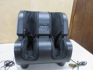 lot 331 image: Homedics Therapist Select Foot and Calf Massager Rolling Massage, 4 Programs, 3 Intensities, Adjustable Tilt for Comfort & Washable Liners, Black FMS-400 LSLIGHTLY USED, SOME PET HAIR, TESTED, WORKS