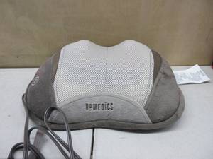 lot 339 image: Homedics Back and Neck Massager, Portable Shiatsu All Body Massage Pillow with Heat, Targets Upper and Lower Back, Neck and Shoulders. Lightweight for Travel NEW, TESTED, WORKS