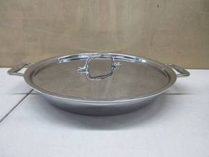lot 345 image: All-Clad D3 3-Ply Stainless Steel Universal Pan with Lid 3 Quart Induction Oven Broiler Safe 600F Pots and Pans, Cookware Silver NEW