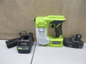 lot 349 image: Ryobi One 18V Cordless Handheld Sprayer Kit with (1) 1.5 Ah Battery and Charger NEW, TESTED, WORKS