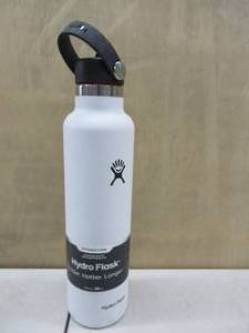 lot 362 image: Hydro Flask 24 oz Standard Mouth Flex Straw Cap White, Dishwasher Safe USED, SLIGHTLY DENTED