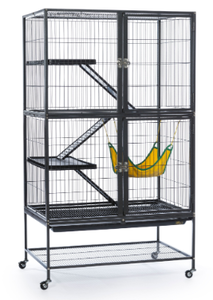 lot 366 image: Prevue Pet Products 485 Feisty Ferret Home with Stand, Black Hammertone Small OPEN BOX, ALL PARTS SEEM TO BE THERE.