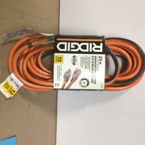 RIDGID 25 ft. 123 Heavy Duty IndoorOutdoor Extension Cord with Lighted End, OrangeGrey Customer Returns See Pictures