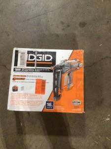 RIDGID 18V Brushless Cordless HYPERDRIVE 16-Gauge 2-12 in. Straight Finish Nailer(Tool Only), Belt Clip, Bag, Sample Nails Customer Returns See Pictures