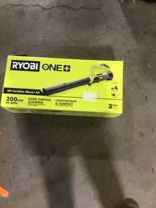 RYOBI ONE 18V 90 MPH 200 CFM Cordless Battery Leaf BlowerSweeper with 2.0 Ah Battery and Charger Customer Returns See Pictures