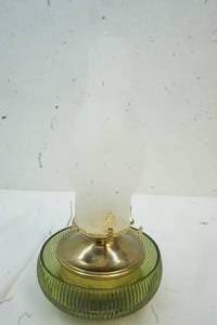 Oil Lamp with Green Bowl
