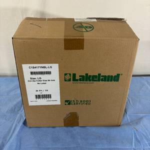 1 Case (25 each) NEW Lakeland C1S417YNBL-LG ChemMax� 1 (Polyethylene Barrier FilmNon-Woven Filament)&nbspChemical Resistant Disposable Zip Coveralls with Cuffs and Ankles - Size Large - Open Box