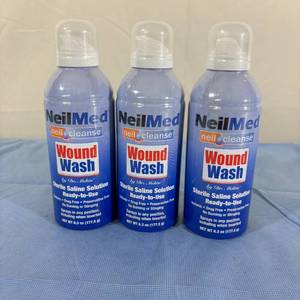 Lot of 3 NEW NeilMed Ready-To-Use NeilCleanse Wound Wash Sterile Saline Solution by Dr. Mehtu&nbspPlus Lot Of 3 NEW Hot &amp Cold Pain Relief