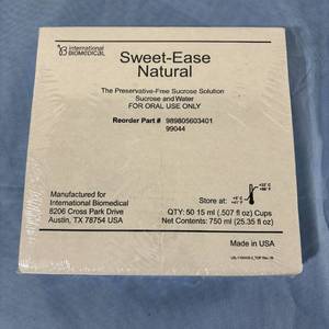Lot of 3 Boxes (50 each per box) International Biomedical 99044 Sweet-Ease Natural Preservative-Free Sucrose Solution - Expiration 723
