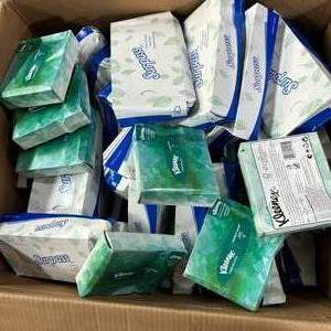 Large Lot of NEW Kleenex Comfort Touch and Kimberly-Clark 2-Ply Surpass Facial Tissues