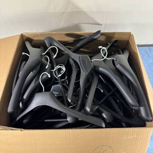 Lot of 46 Plastic Stainless Steel Hook Clothes Garment Suit Coat Hanger - Black
