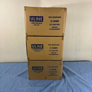 3 Cases (100 bouffants per case) NEW Uline S-10480W Poly Fluid Resistant 24 Bouffant Caps - White -&nbspLightweight and breathable