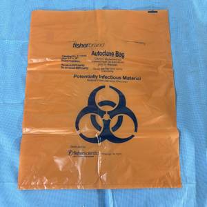 $$$ 1 Case (200case) NEW Fisherbrand 01-814A 14 x 19 Polypropylene Biohazard Potentially Infectious Material Autoclave Waste Bag - Orange - open box
