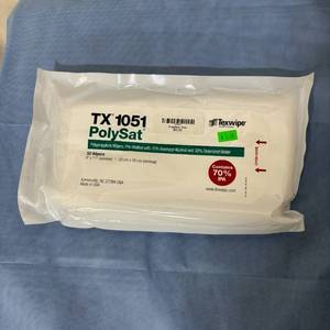 Lot of 20 NEW Texwipe TX1051 9 x 11 PolySat Non-Sterile Pre-Wetted 70% Isopropyl Alcohol Polypropylene Cleanroom Wipers